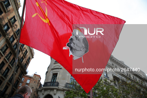 Demostration of the first of May, on 1th May 2018 in Barcelona, Spain.  