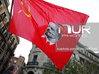 Demostration of the first of May, on 1th May 2018 in Barcelona, Spain.  (