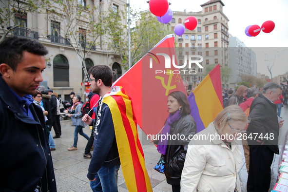 Demostration of the first of May, on 1th May 2018 in Barcelona, Spain.  