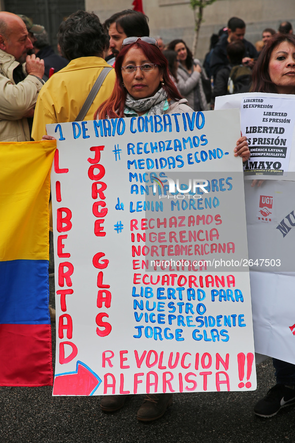 Demostration of the first of May, on 1th May 2018 in Barcelona, Spain.  