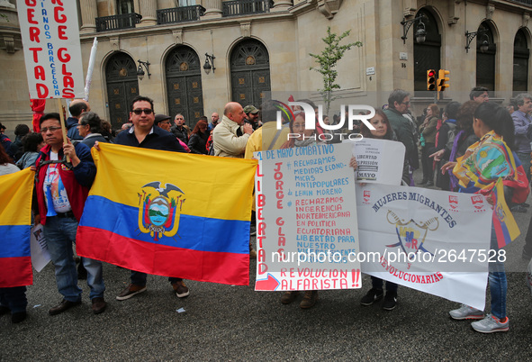 Demostration of the first of May, on 1th May 2018 in Barcelona, Spain.  