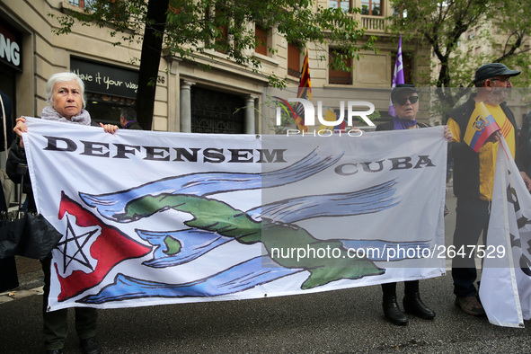 Demostration of the first of May, on 1th May 2018 in Barcelona, Spain.  