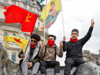 Kurdish Protesters at Mayday . International Workers Day in London kicked off with a march through Central London and ended in Trafalgar Squ...