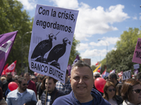 Thousands of people have marched on May Day in Madrid, under the slogan "Time to win: Equality, better employment, higher wages and decent p...