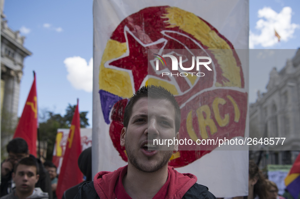 Thousands of people have marched on May Day in Madrid, under the slogan "Time to win: Equality, better employment, higher wages and decent p...