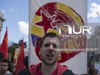 Thousands of people have marched on May Day in Madrid, under the slogan "Time to win: Equality, better employment, higher wages and decent p...