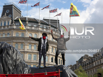 Kurdish Protesters at Mayday . International Workers Day in London kicked off with a march through Central London and ended in Trafalgar Squ...