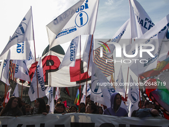 Chilean workers take part in a May Day march in Santiago on May 1, 2018. (