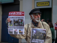 Chilean workers take part in a May Day march in Santiago on May 1, 2018. (