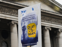 Members of Right-To-Work during an annual May Day march for workers' rights.
On Tuesday, May 1, 2018, in Dublin, Ireland. (