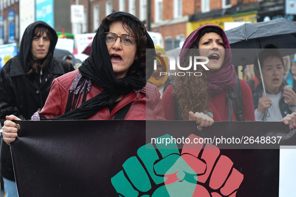 Members of MERJ (Migrants and Ethnic-minorities for Reproductive Justice) join hundreds of people including SIPTU unions, Right2Work campaig...