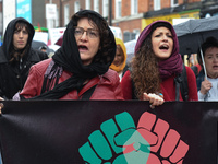 Members of MERJ (Migrants and Ethnic-minorities for Reproductive Justice) join hundreds of people including SIPTU unions, Right2Work campaig...