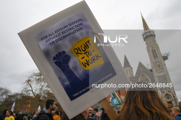 Hundreds of people including SIPTU unions, Right2Work campaigners, members of Socialist Party, Communist Party, People Before Profit, Sinn F...