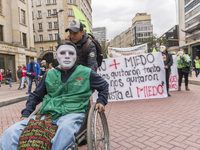 Protestants marching in the day of work in Bogotá, Colombia, on May 1, 2018. (