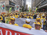 Protestants marching in the day of work in Bogotá, Colombia, on May 1, 2018. (