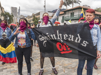 Protestants marching in the day of work in Bogotá, Colombia, on May 1, 2018. (