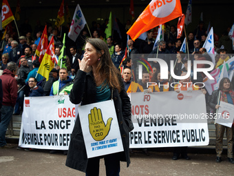 A placard reading 'Don't touch my CIO, public and free services for education' as Macron plans their closures. CIO is the ancronym for Cente...