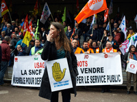 A placard reading 'Don't touch my CIO, public and free services for education' as Macron plans their closures. CIO is the ancronym for Cente...