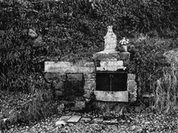 Statuette of the Virgin of Roncesvalles, in Alto de Mezkiritz, Spain, on December 2004 (