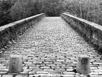 Maddalena bridge, medieval entrance to the first major town on the road to Santiago de Compostela, in Pamplona, ​​Spain, on December 2004...