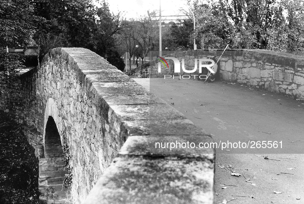 Bridge exit of the city, in Pamplona, ​​Spain, on December 2004  