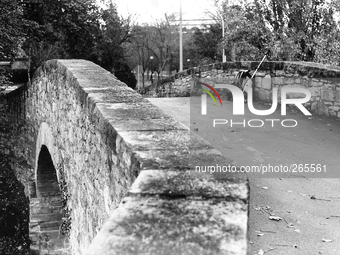 Bridge exit of the city, in Pamplona, ​​Spain, on December 2004  (