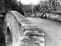 Bridge exit of the city, in Pamplona, ​​Spain, on December 2004  (