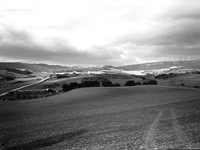 The Sierra High Perdòn the view from afar, in Cizur Menor, Spain, on December 2004  (