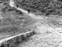 Two pilgrims cyclists departed from Puente la Reina in a short time they reached the old Roman road, the glory of the great imperial route t...