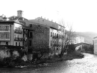 View of the town from the bridge over the Rio Ega, in Estella, Spain, on December 2004  (