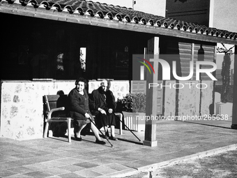 Two ladies welcome pilgrims at the entrance of the village, this place is renowned since the Middle Ages for the friendliness and hospitalit...