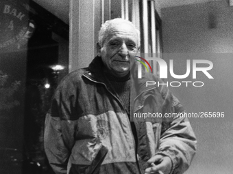 The older pilgrim I met during my journey, in Melide, Spain, on December 2004  (