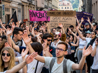 Demonstration of the students against the selection at the university and the law ORE in Lyon, France, the 09 May 2018.  More than 300 stude...