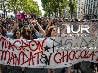 Demonstration of the students against the selection at the university and the law ORE in Lyon, France, the 09 May 2018.  More than 300 stude...