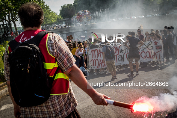 Demonstration of the students against the selection at the university and the law ORE in Lyon, France, the 09 May 2018.  More than 300 stude...