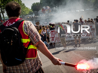 Demonstration of the students against the selection at the university and the law ORE in Lyon, France, the 09 May 2018.  More than 300 stude...