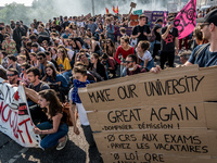 Demonstration of the students against the selection at the university and the law ORE in Lyon, France, the 09 May 2018.  More than 300 stude...