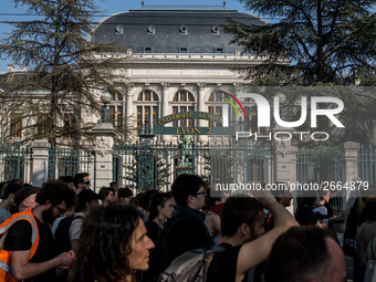 Demonstration of the students against the selection at the university and the law ORE in Lyon, France, the 09 May 2018.  More than 300 stude...