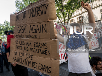 Demonstration of the students against the selection at the university and the law ORE in Lyon, France, the 09 May 2018.  More than 300 stude...