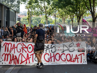 Demonstration of the students against the selection at the university and the law ORE in Lyon, France, the 09 May 2018.  More than 300 stude...