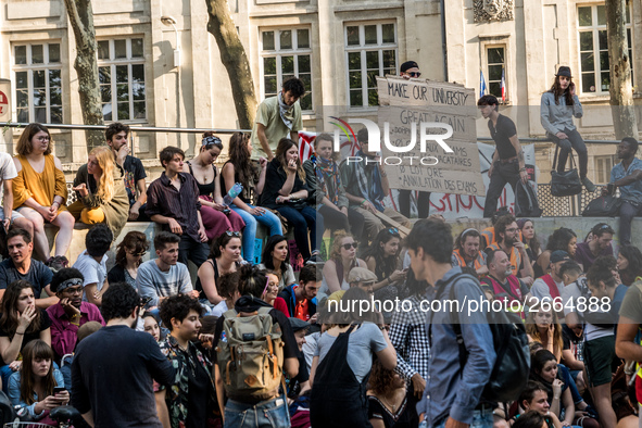 Demonstration of the students against the selection at the university and the law ORE in Lyon, France, the 09 May 2018.  More than 300 stude...