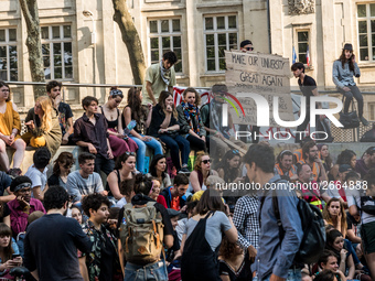 Demonstration of the students against the selection at the university and the law ORE in Lyon, France, the 09 May 2018.  More than 300 stude...