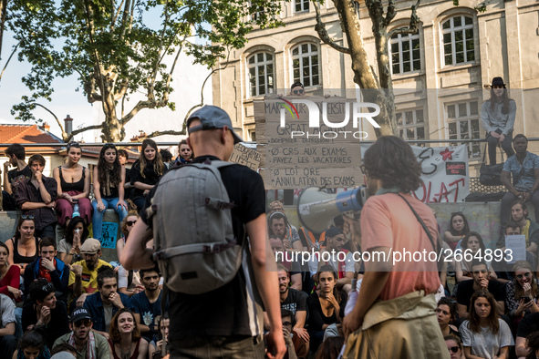 Demonstration of the students against the selection at the university and the law ORE in Lyon, France, the 09 May 2018.  More than 300 stude...