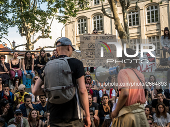 Demonstration of the students against the selection at the university and the law ORE in Lyon, France, the 09 May 2018.  More than 300 stude...