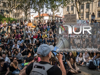 Demonstration of the students against the selection at the university and the law ORE in Lyon, France, the 09 May 2018.  More than 300 stude...