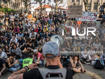 Demonstration of the students against the selection at the university and the law ORE in Lyon, France, the 09 May 2018.  More than 300 stude...