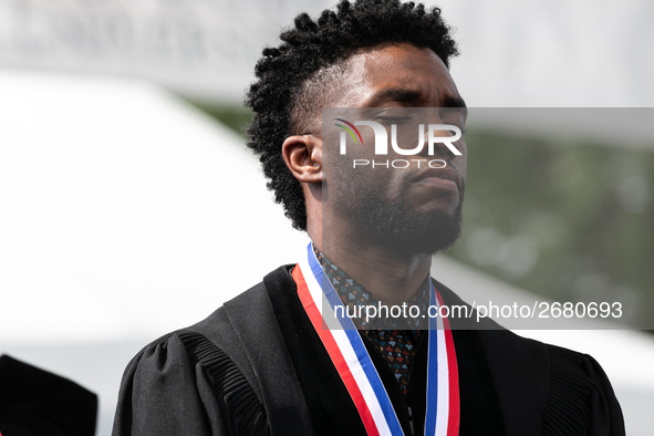 Howard University holds their commencement ceremony for the 2018 graduating class with actor and alumnus Chadwick Boseman, as the keynote sp...