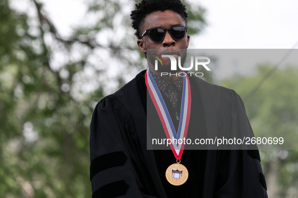 Howard University holds their commencement ceremony for the 2018 graduating class with actor and alumnus Chadwick Boseman, as the keynote sp...