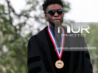 Howard University holds their commencement ceremony for the 2018 graduating class with actor and alumnus Chadwick Boseman, as the keynote sp...