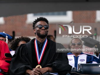 Howard University holds their commencement ceremony for the 2018 graduating class with actor and alumnus Chadwick Boseman, as the keynote sp...